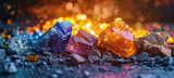 Mining and purification of precious rare earth elements. Rare earth elements concept, mining process