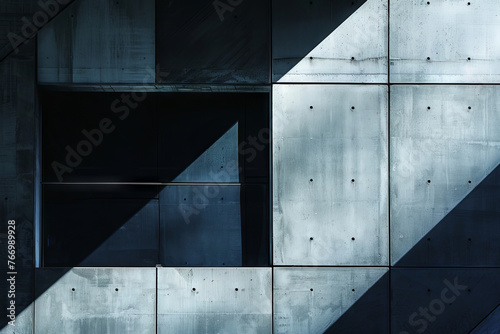 Abstract Concrete Architecture with Light and Shadow Interplay