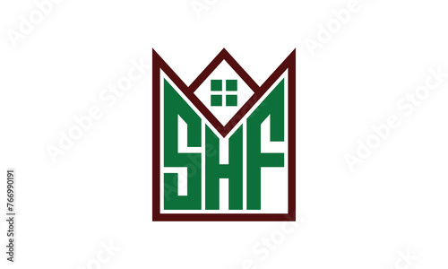 SHF initial letter builders real estate logo design vector. construction, housing, home marker, property, building, apartment, flat, compartment, business, corporate, house rent, rental, commercial photo