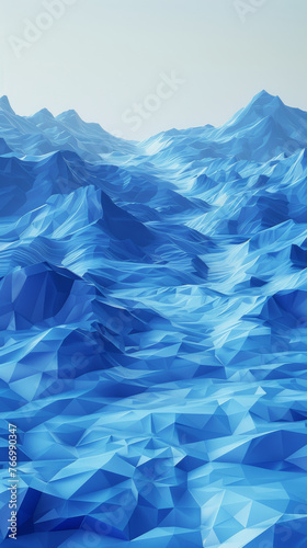 Abstract Low Poly Geometric Mountain Landscape
