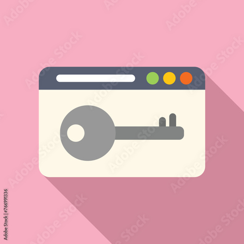 Key pass access icon flat vector. Computer account. Website internet message