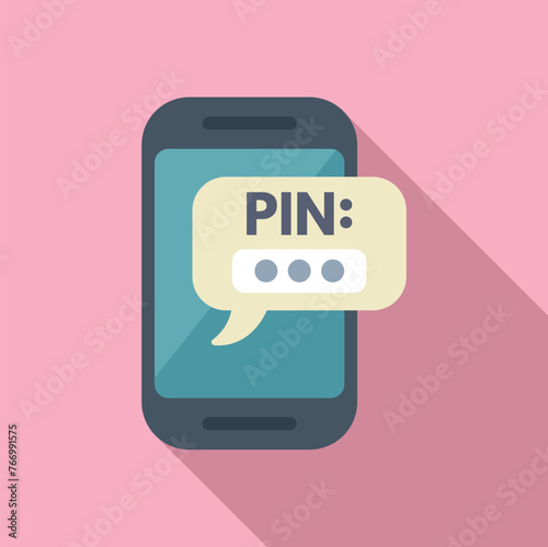 Pin lock smartphone icon flat vector. Id dual process. Multi registration