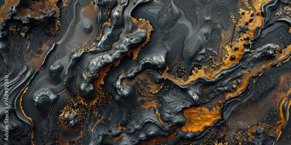 Abstract Organic Texture in Black and Gold