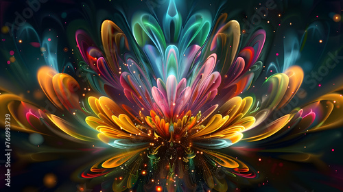 Colorful flower in a dark background