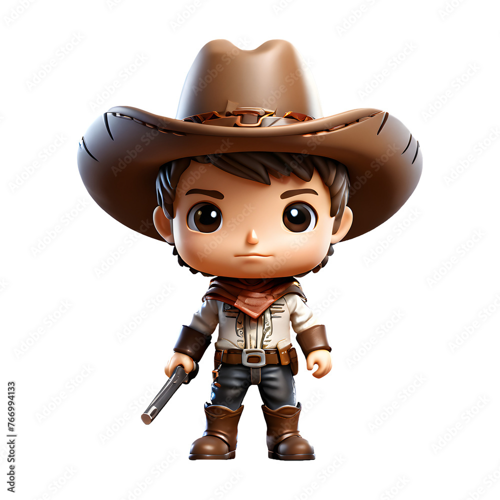 chibi cute cowboy character 3d render chibi cute cowboy character 3d render