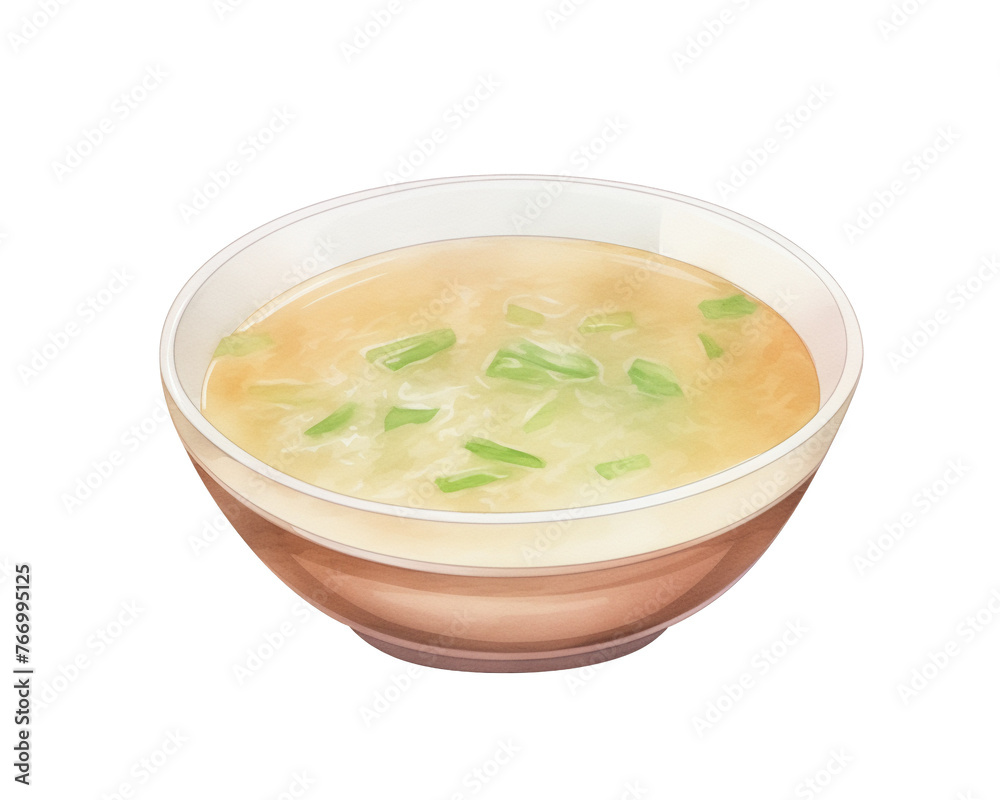 Miso Soup, single object , food, watercolor illustration isolated on white background for removing background , isolated background, Japanese style, watercolor Miso Soup, single object , food, watercolor illustration isolated on white background for removing background , isolated background, Japanese style, watercolor