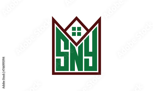 SNY initial letter builders real estate logo design vector. construction, housing, home marker, property, building, apartment, flat, compartment, business, corporate, house rent, rental, commercial