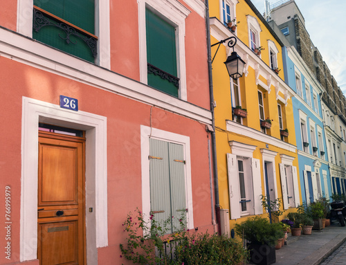 Colored houses in Rue Cremieux - Paris photo