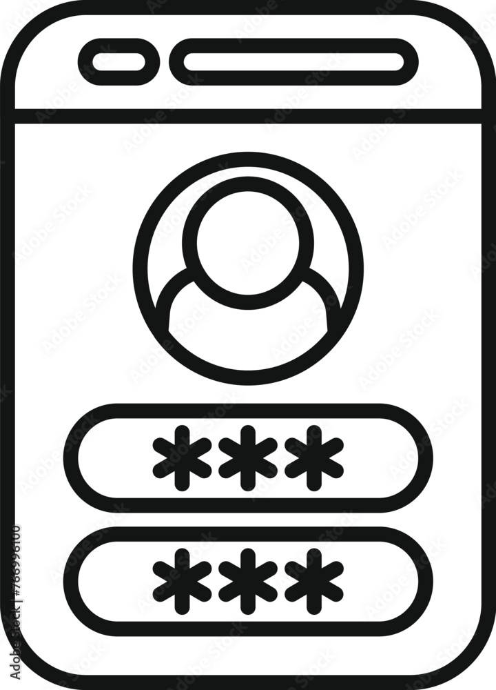User passcode access icon outline vector. Register verify. Step safe account User passcode access icon outline vector. Register verify. Step safe account