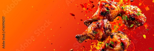 juicy grilled chicken on an orange background photo
