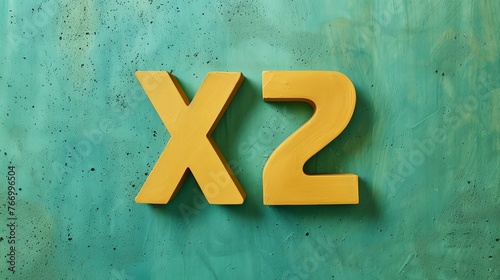 Yellow 3D letters X and 2 on a blue background.