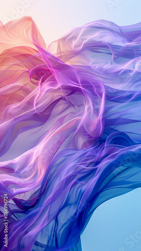Ethereal Purple and Blue Silk Fabric Waves Abstract Background