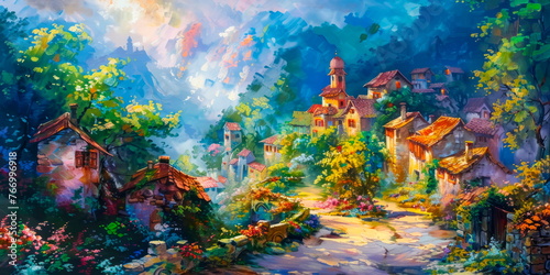 realm of fantasy conveying the otherworldly charm of mystical villages.