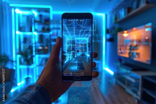 Futuristic Smart Home Interface on Phone