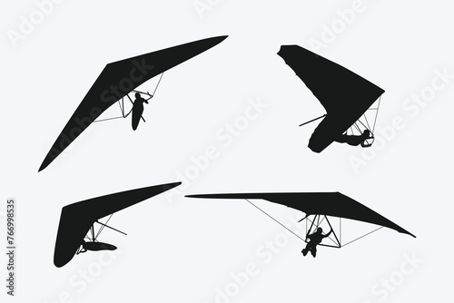 hang gliding silhouette collection set. sport, extreme, hang glider concept. vector illustration. photo