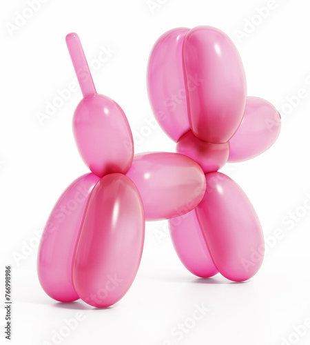 Pink balloon dog isolated on white background. 3D illustration