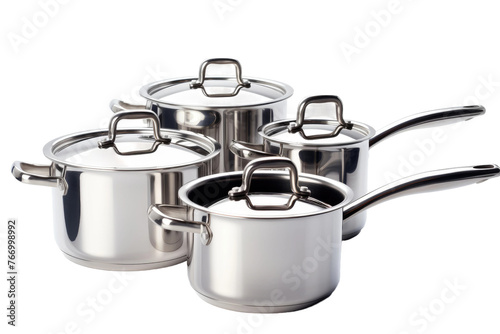 Set of Pots and Pans on White Background. On a Clear PNG or White Background.