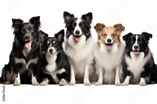 A Group of Dogs Sitting Next to Each Other. On a Clear PNG or White Background.