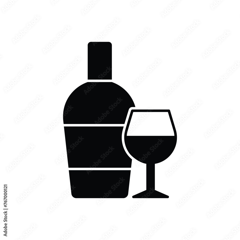 Black Solid  Wine vector icon.