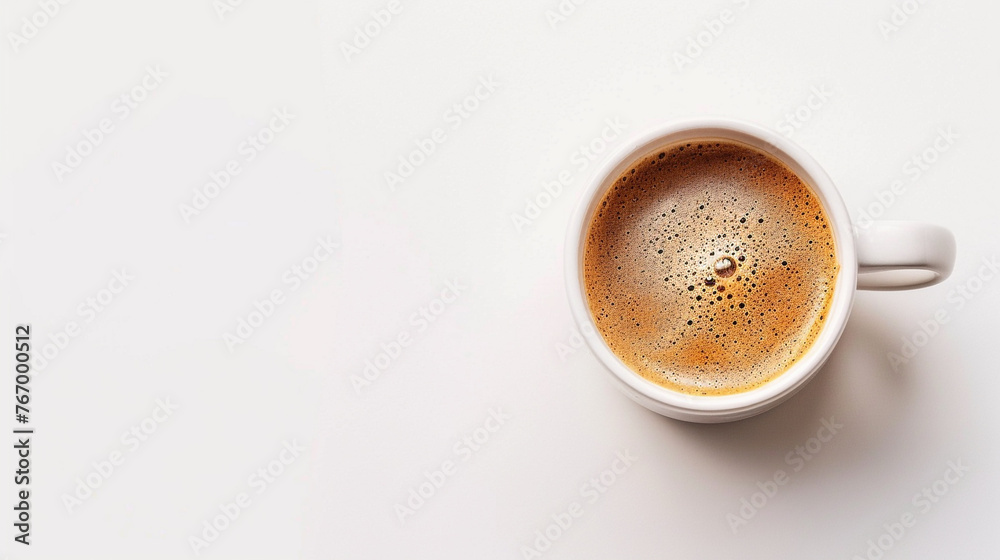 Coffee cup showcased on pristine white backdrop.