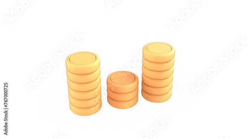 gold Coin Stacks 3d render illustration for business money investment concept