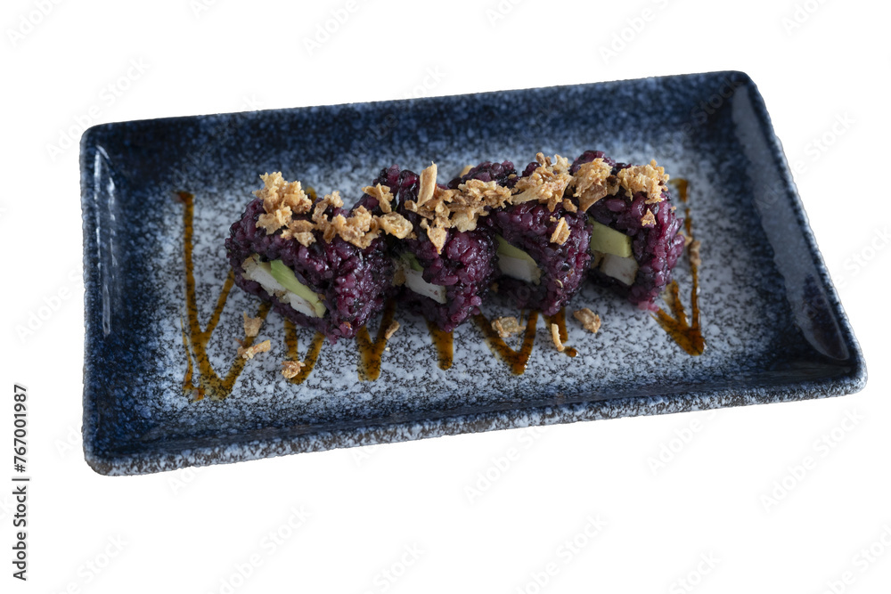 Tampico purple rice sushi with Philadelphia cheese, avocado and fresh ...