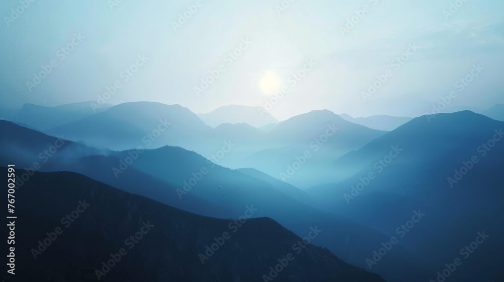 Serene Blue Mountain Range at Dusk