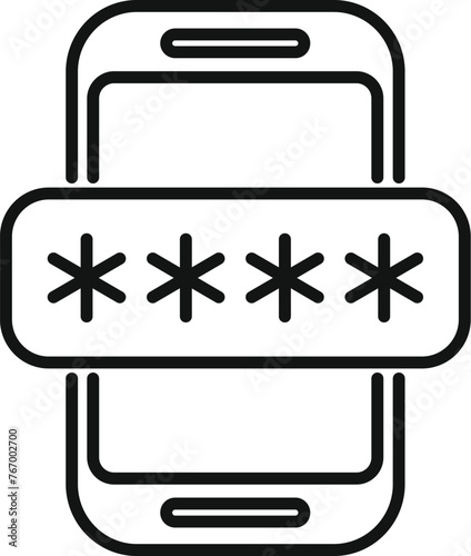 New message phone icon outline vector. Access account. Phone id dual process