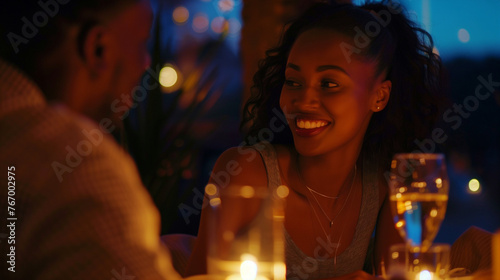 South African couple have a romantic candle lit dinner