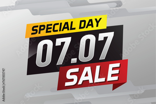 7.7 Special day sale word concept vector illustration with ribbon and 3d style for use landing page, template, ui, web, mobile app, poster, banner, flyer, background, gift card, coupon

