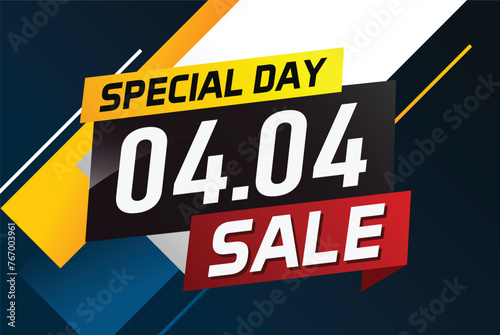 4.4 Special day sale word concept vector illustration with ribbon and 3d style for use landing page, template, ui, web, mobile app, poster, banner, flyer, background, gift card, coupon

