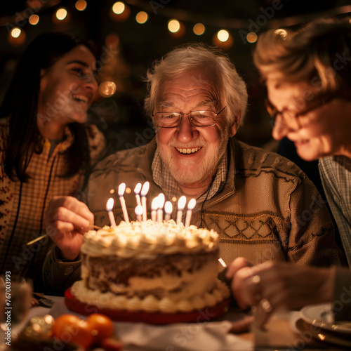 Happy family celebrating with sparkler at night party outdoor - Group of people with different ages and ethnicity having fun together outside - Friendship, eve and celebration concept