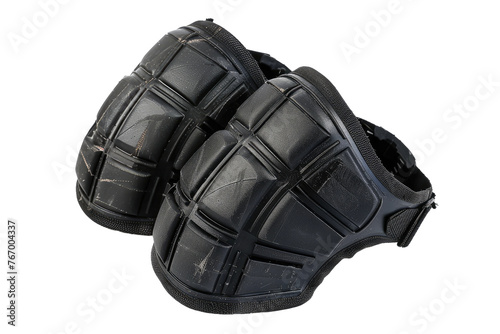 Pair of Black Knee Pads on White Background. On a Clear PNG or White Background. © Masood