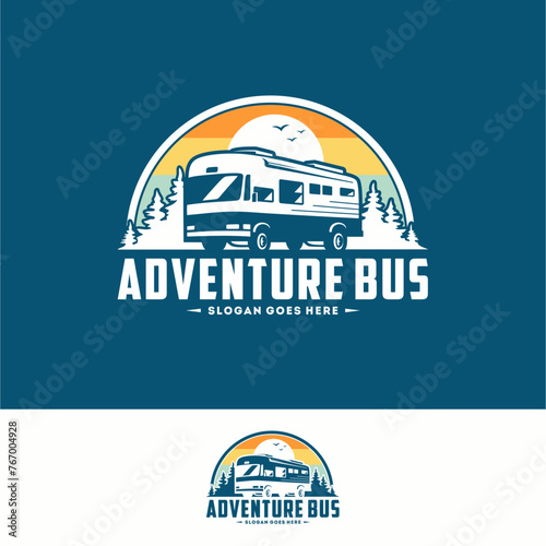 adventure bus logo vector illustration design