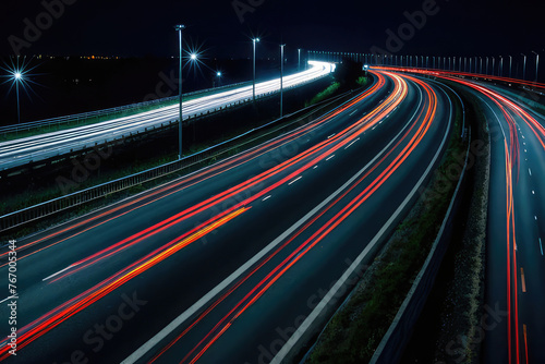 lights of cars driving at night. long exposure 