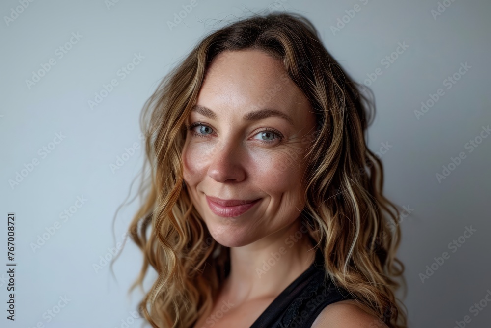Portrait of a beautiful woman with long wavy blond hair. Portrait of a beautiful woman with long wavy blond hair.
