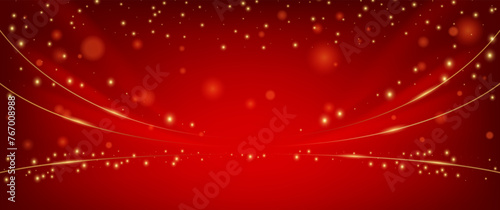 Luxurious realistic background with golden glitter and curves. Vector modern banner or poster with copy space, promotion or invitation with soft effect. Dynamic presentation or decor sheet