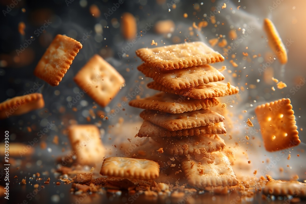Captivating photo capturing the moment of a biscuit tower's explosive ...