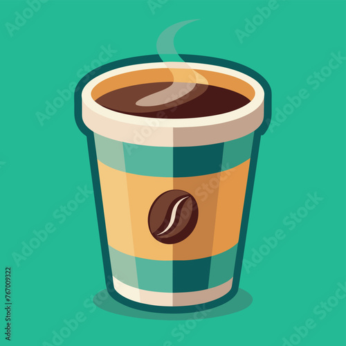 coffee cup cartoon illustration, coffee mug drink icon concept isolated  Art & Illustration