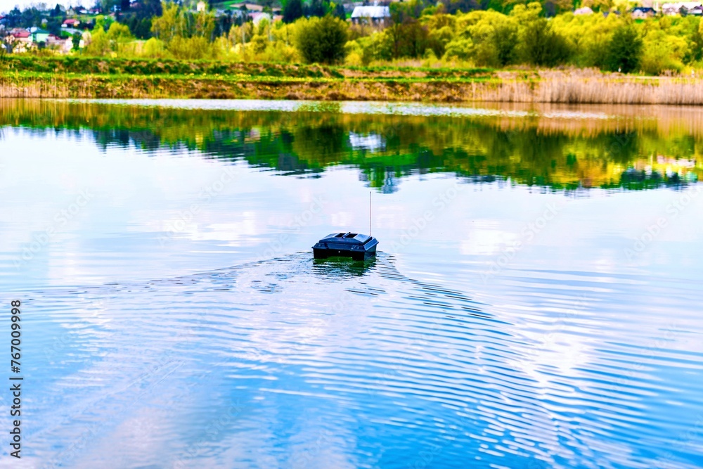 Fishing on a beautiful spring lake
