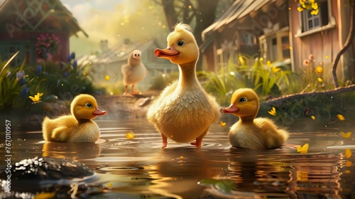 Ducky Delight: Quacks, Waddles, and Flutters Create a Charming Scene photo