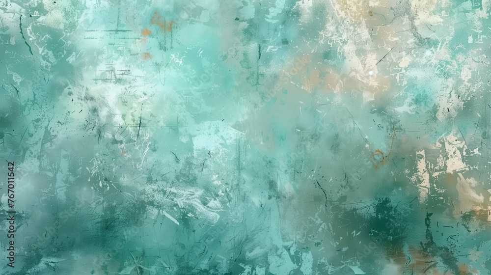 Textured Abstract Paint in Teal and White, Artistic Backdrop