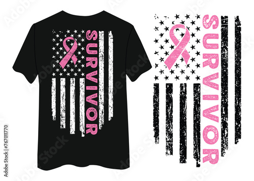 Pink ribbon and the American flag for a t-shirt design