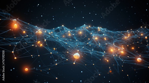 Portraying a complex web of illuminated network strands, the image resonates with themes of connectivity and data flow in the digital realm, suitable for depicting network architecture