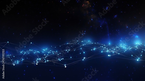 This dynamic digital visualization of interconnected nodes against the backdrop of space represents the synapse-like connections of a stellar network