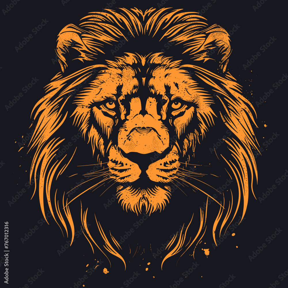 Lion head vector illustration for t-shirt or poster design.