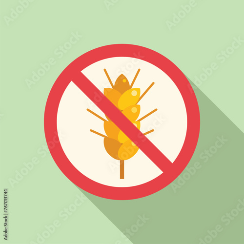Wheat grain plant icon flat vector. Gluten intolerance. Allergen food health