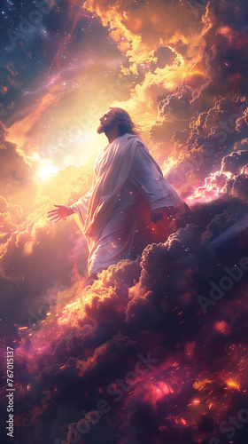 Portrait of Jesus- religious leader revered in Christianity, one of the world’s major religions. He is regarded by most Christians as the Incarnation of God. 