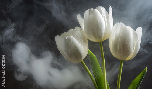 Tulipany, białe kwiaty. Abstrakcyjne tło kwiatowe
