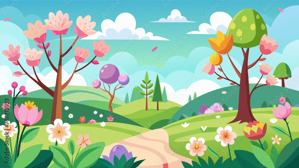 Obraz premium spring-blooming-flowers background vector illustration 